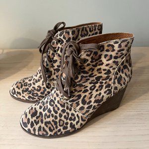Lucky Brand animal print lace up wedge